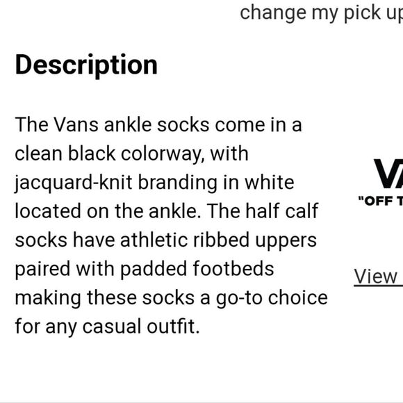 Vans Logo Ankle Sock- Black - Picture 2 of 5